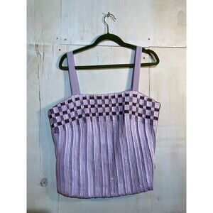 Vtg DVC EXCLUSIVE Purple Beaded Sleeveless Crop‎ Top Sz 14 Woven Embellished Y2K